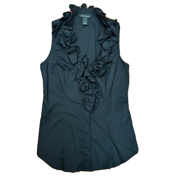 White House Black Market Tops - WHITE HOUSE BLACK MARKET Ruffle Sleeveless Button Down Top Womens Size‎ 0